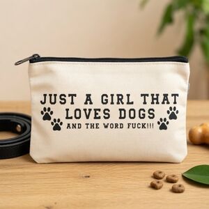 Dog Lover Canvas Pouch - Cream and Black